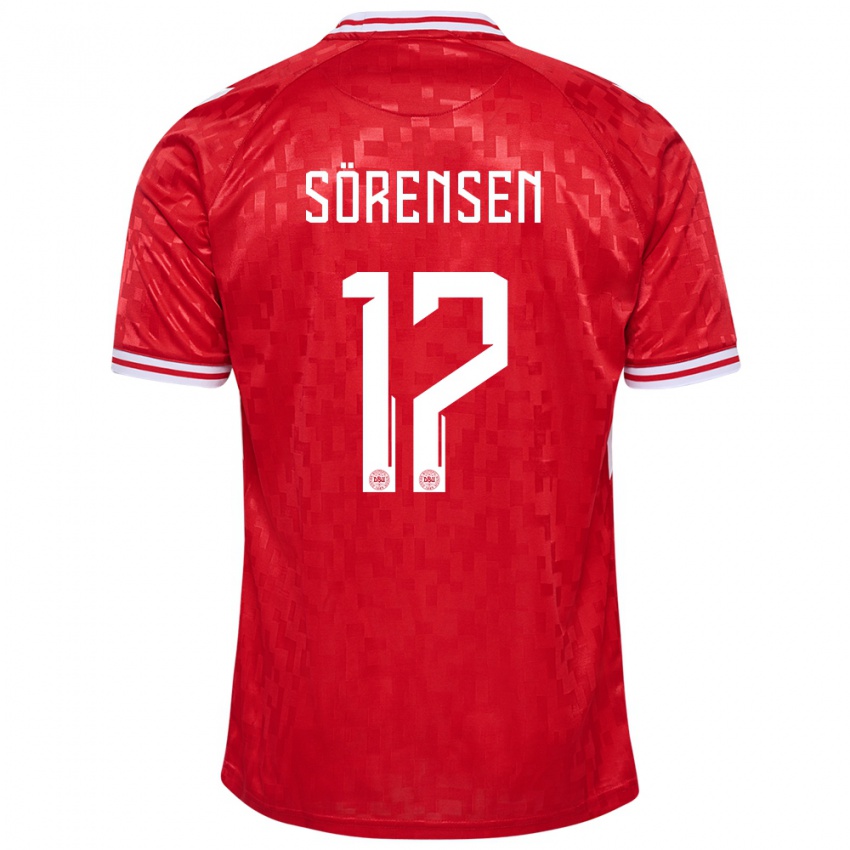 Pánské Dánsko Oliver Sörensen #17 Červené Domů Hráčské Dresy 24-26 Dres