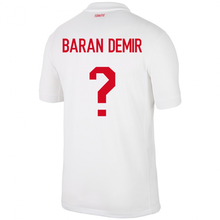 Pánské Turecko Tuna Baran Demir #0 Bílý Domů Hráčské Dresy 24-26 Dres