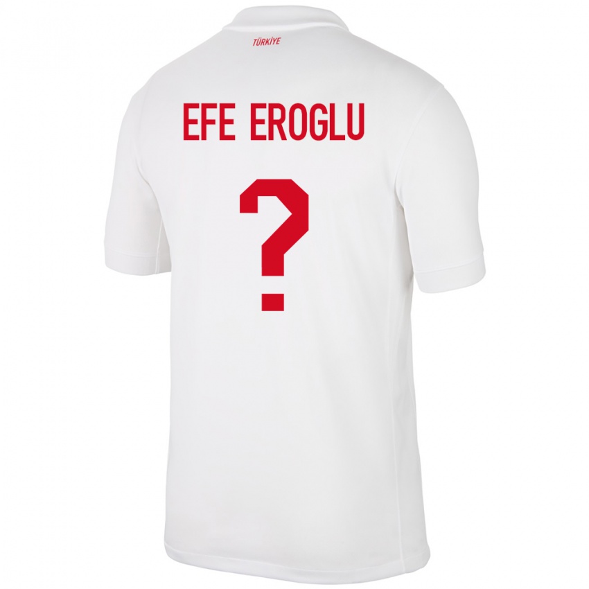 Pánské Turecko Cem Efe Eroğlu #0 Bílý Domů Hráčské Dresy 24-26 Dres
