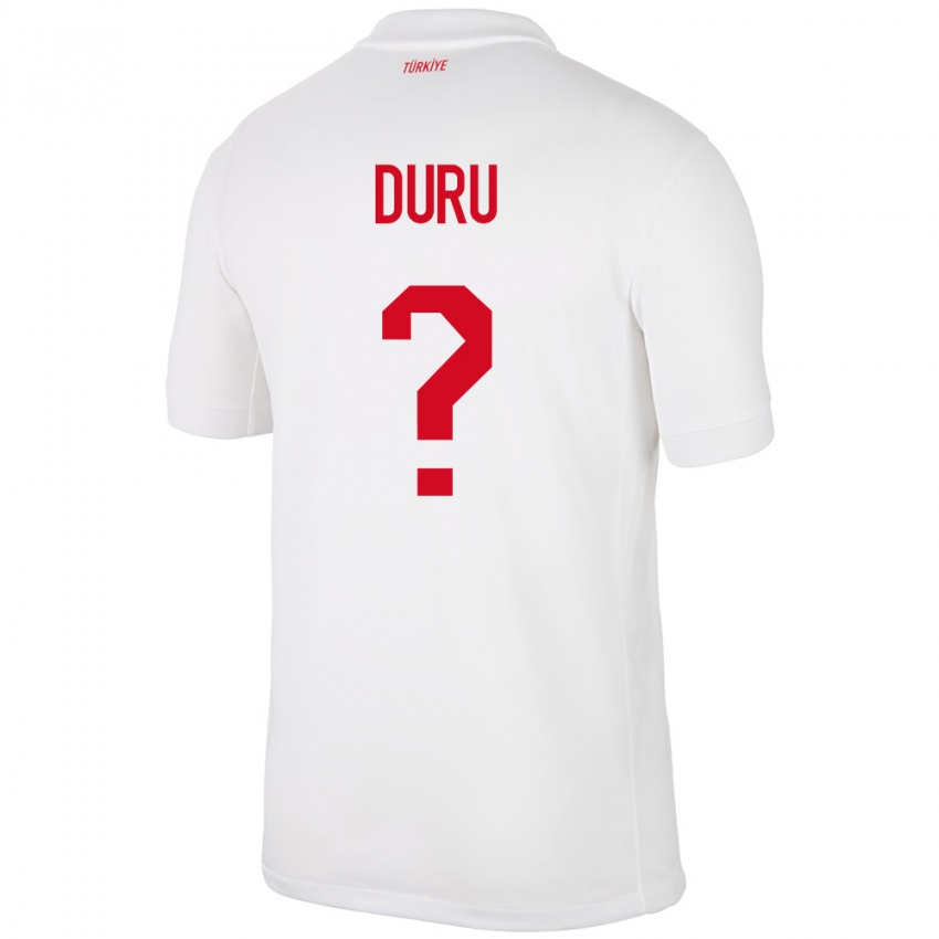 Pánské Turecko Mustafa Duru #0 Bílý Domů Hráčské Dresy 24-26 Dres