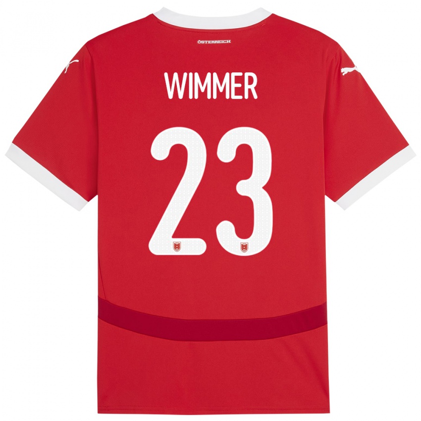 Pánské Rakousko Patrick Wimmer #23 Červené Domů Hráčské Dresy 24-26 Dres