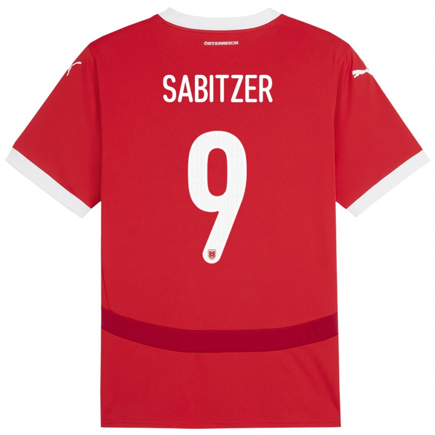 Pánské Rakousko Marcel Sabitzer #9 Červené Domů Hráčské Dresy 24-26 Dres