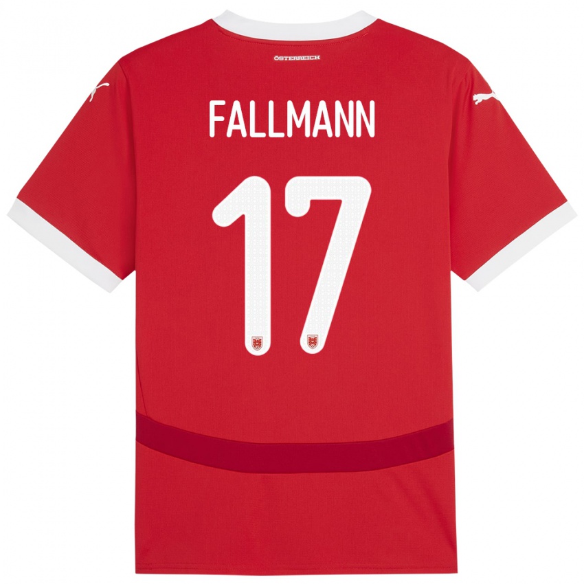 Pánské Rakousko Pascal Fallmann #17 Červené Domů Hráčské Dresy 24-26 Dres