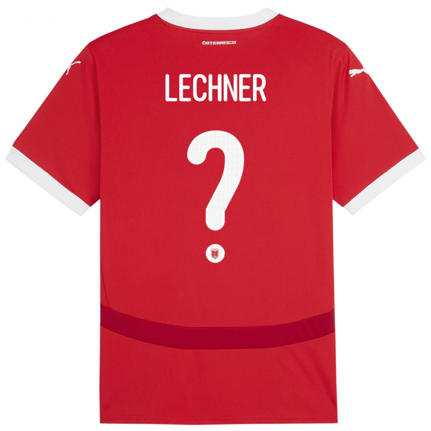 Pánské Rakousko Dominik Lechner #0 Červené Domů Hráčské Dresy 24-26 Dres