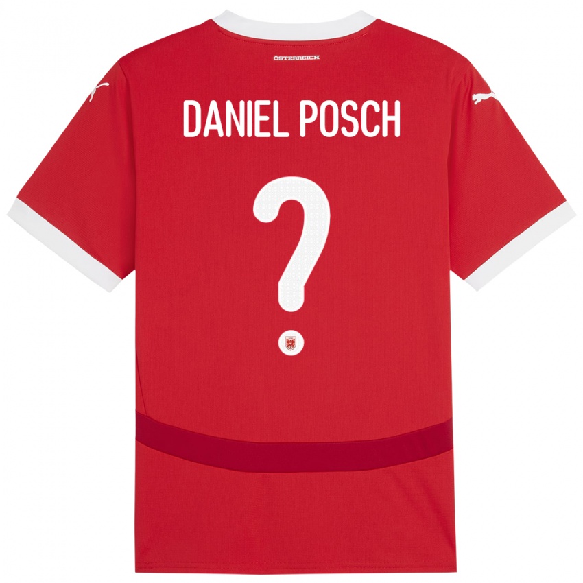 Pánské Rakousko Daniel Posch #0 Červené Domů Hráčské Dresy 24-26 Dres