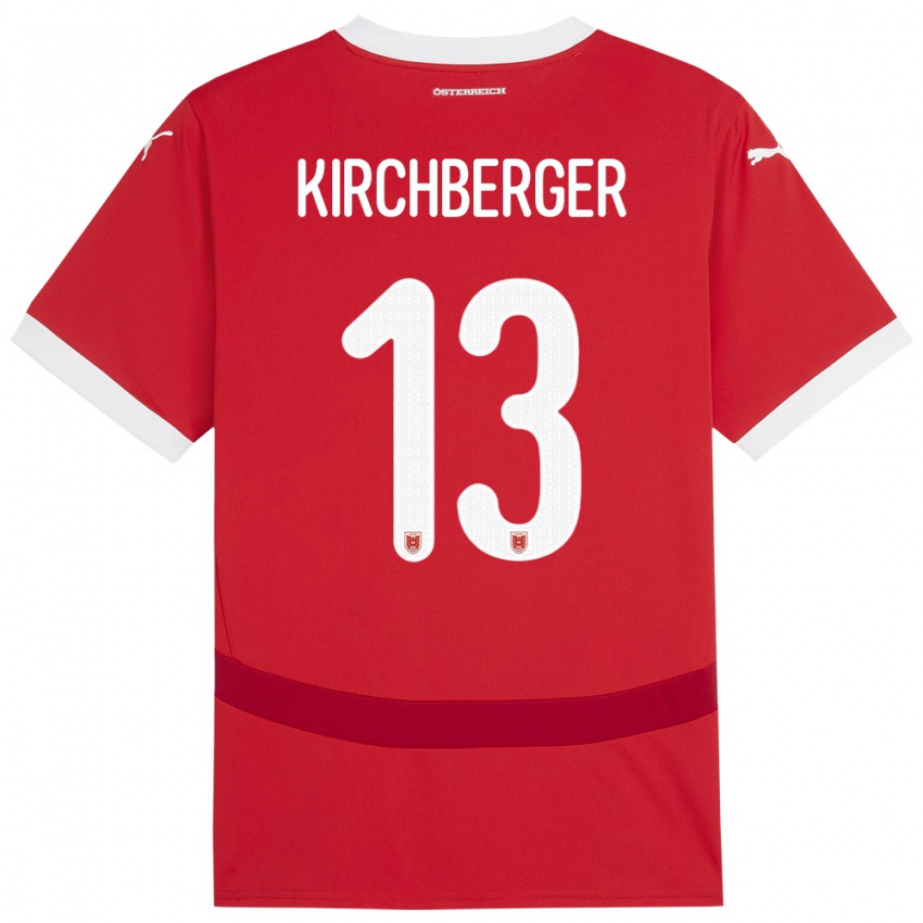 Pánské Rakousko Virginia Kirchberger #13 Červené Domů Hráčské Dresy 24-26 Dres