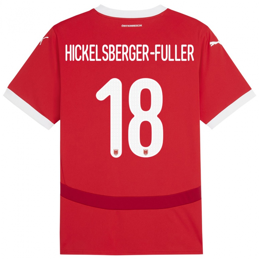 Pánské Rakousko Julia Hickelsberger-Füller #18 Červené Domů Hráčské Dresy 24-26 Dres