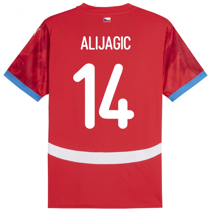 Pánské Česko Denis Alijagic #14 Červené Domů Hráčské Dresy 24-26 Dres