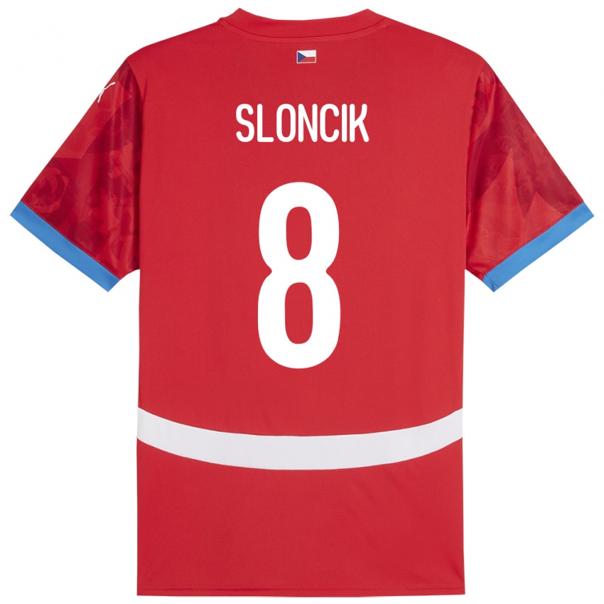 Pánské Česko Simon Sloncik #8 Červené Domů Hráčské Dresy 24-26 Dres