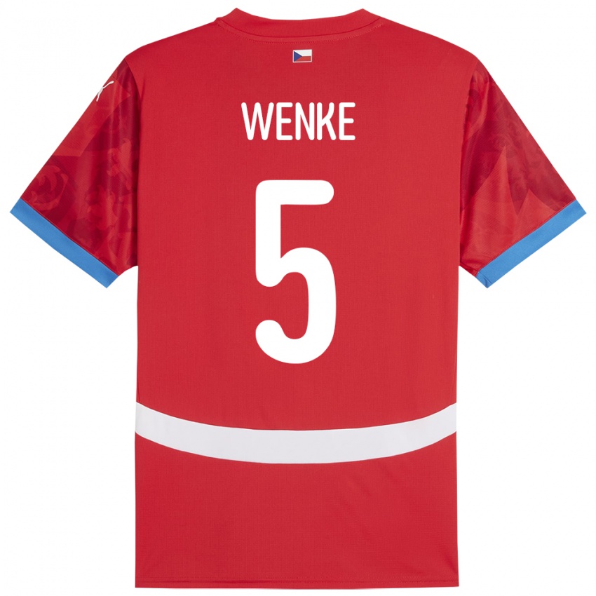 Pánské Česko Eduard Wenke #5 Červené Domů Hráčské Dresy 24-26 Dres