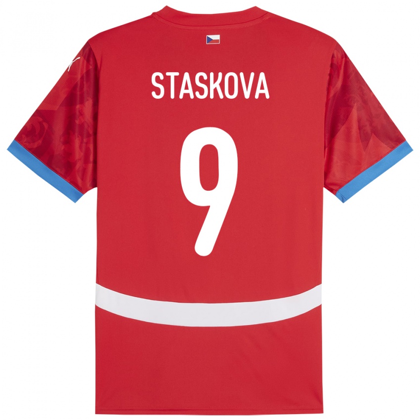 Pánské Česko Andrea Stašková #9 Červené Domů Hráčské Dresy 24-26 Dres