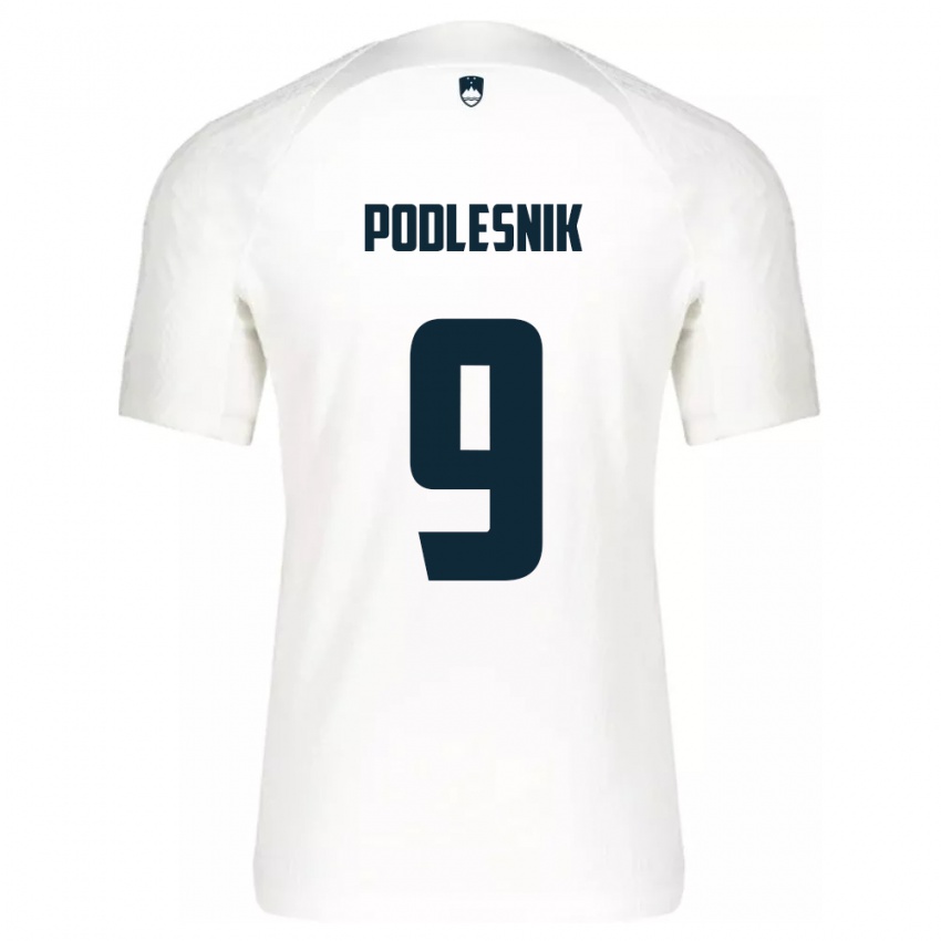 Pánské Slovinsko Nik Podlesnik #9 Bílý Domů Hráčské Dresy 24-26 Dres