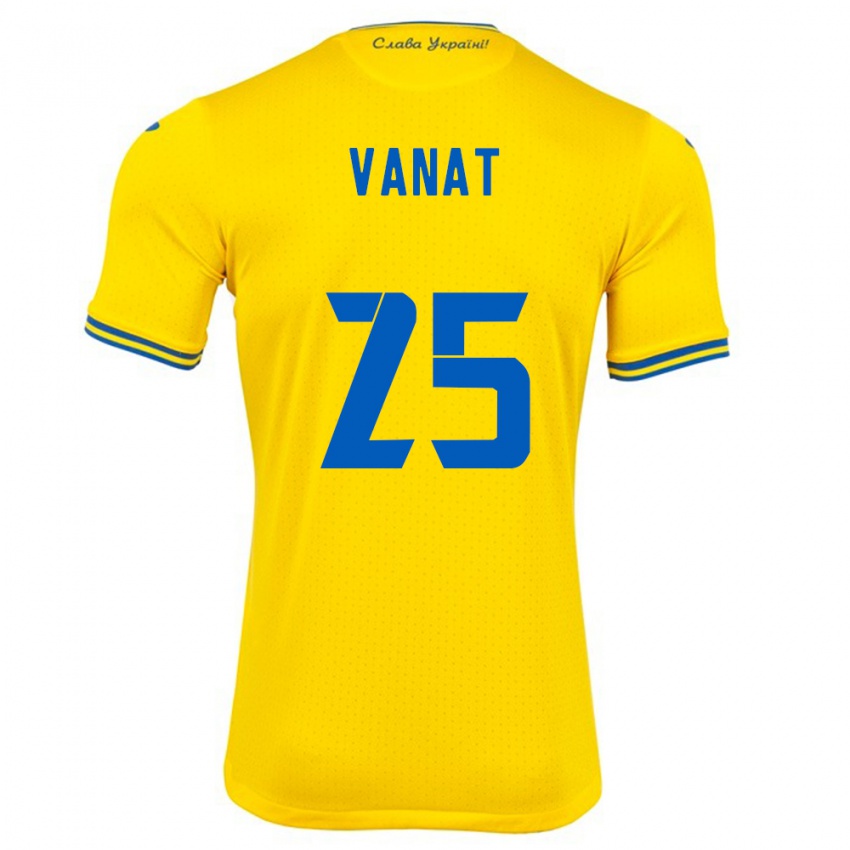 Pánské Ukrajina Vladyslav Vanat #25 Žlutá Domů Hráčské Dresy 24-26 Dres