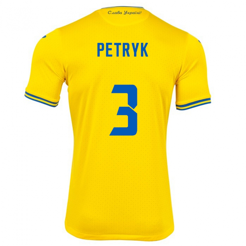 Pánské Ukrajina Anna Petryk #3 Žlutá Domů Hráčské Dresy 24-26 Dres