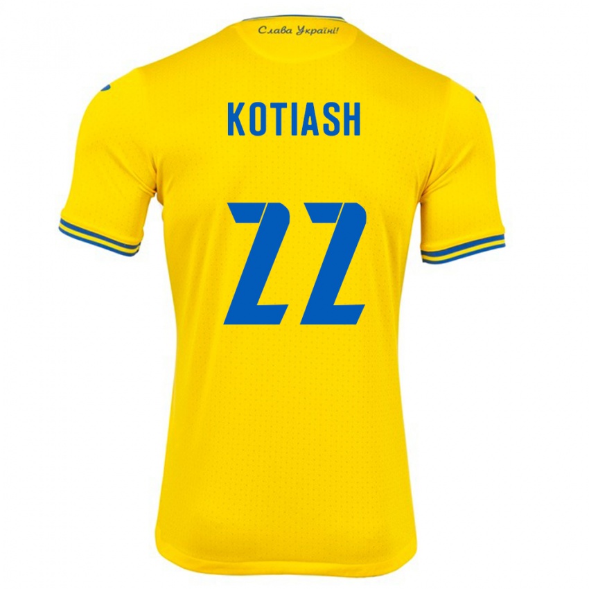 Pánské Ukrajina Iryna Kotiash #22 Žlutá Domů Hráčské Dresy 24-26 Dres