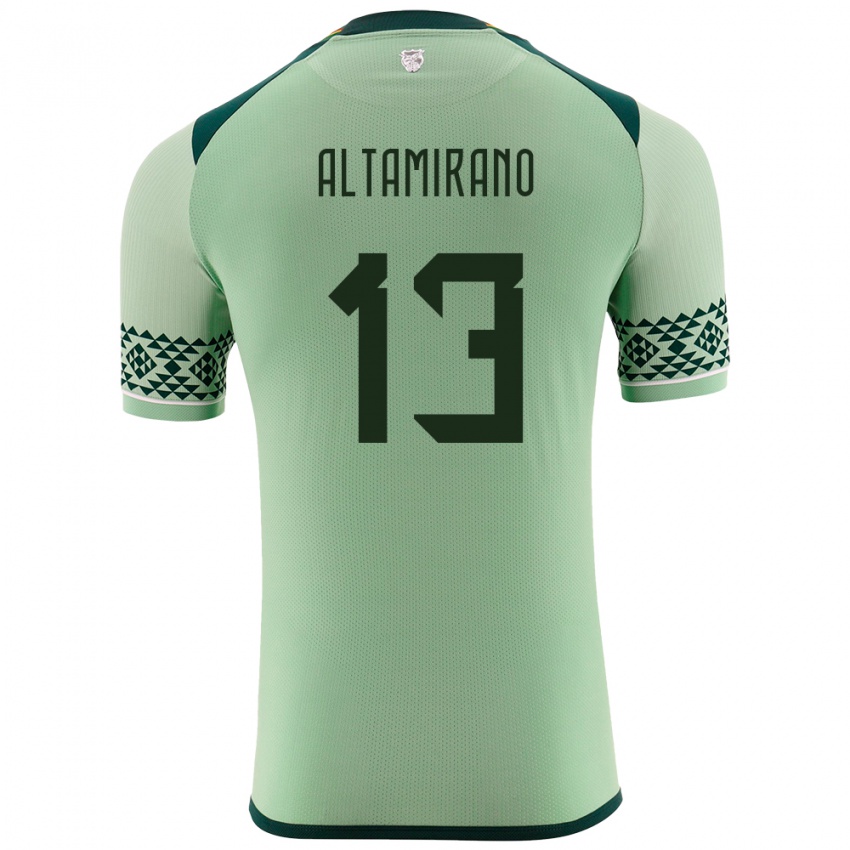 Pánské Bolívie Sebastian Altamirano #13 Světle Zelená Domů Hráčské Dresy 24-26 Dres