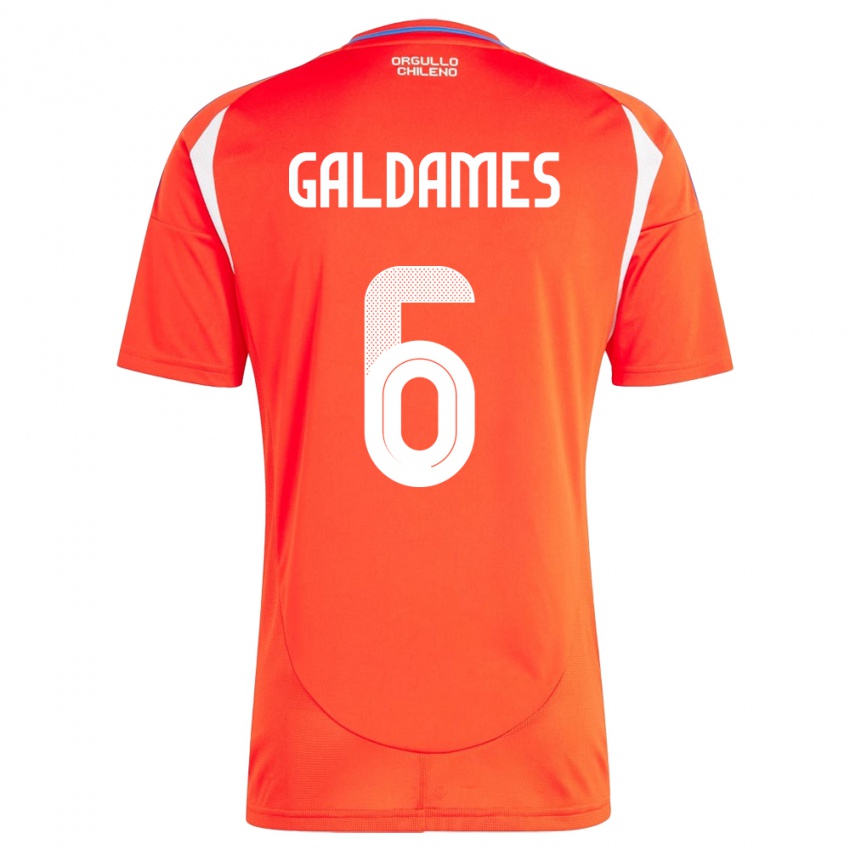 Pánské Chile Thomas Galdames #6 Červené Domů Hráčské Dresy 24-26 Dres