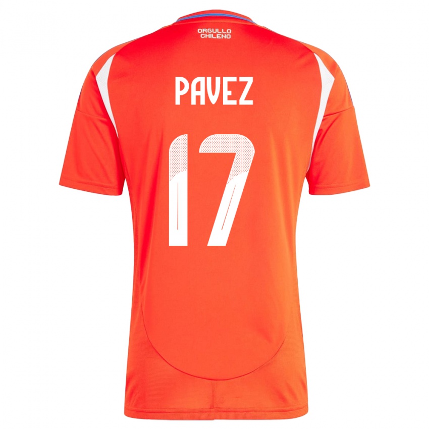 Pánské Chile Esteban Pavez #17 Červené Domů Hráčské Dresy 24-26 Dres