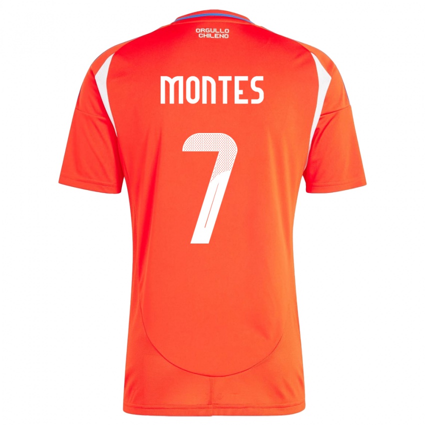 Pánské Chile Clemente Montes #7 Červené Domů Hráčské Dresy 24-26 Dres