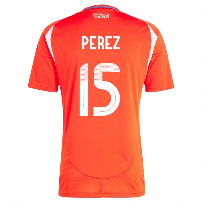 Pánské Chile Ignacio Pérez #15 Červené Domů Hráčské Dresy 24-26 Dres