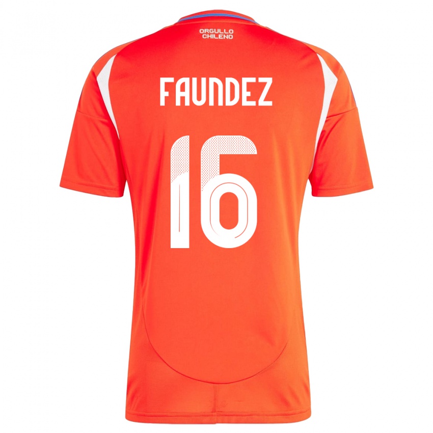 Pánské Chile Felipe Faúndez #16 Červené Domů Hráčské Dresy 24-26 Dres
