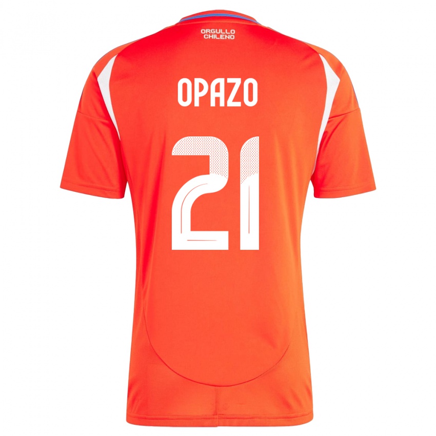 Pánské Chile Diego Opazo #21 Červené Domů Hráčské Dresy 24-26 Dres