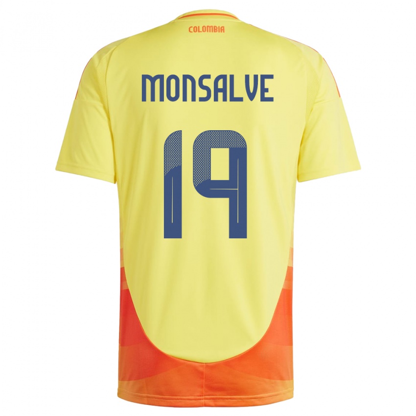 Pánské Kolumbie Miguel Monsalve #19 Žlutá Domů Hráčské Dresy 24-26 Dres