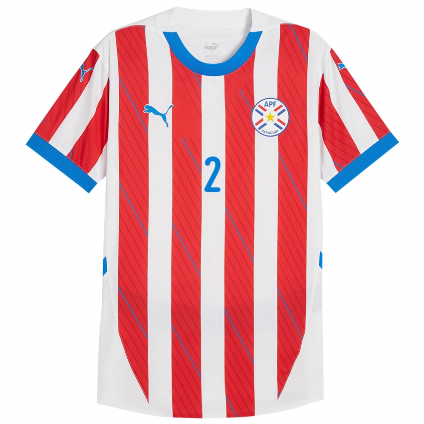 Pánské Paraguay Limpia Fretes #2 Bílá Červená Domů Hráčské Dresy 24-26 Dres