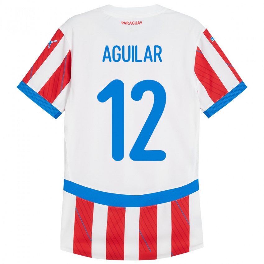Pánské Paraguay Alfredo Aguilar #12 Bílá Červená Domů Hráčské Dresy 24-26 Dres