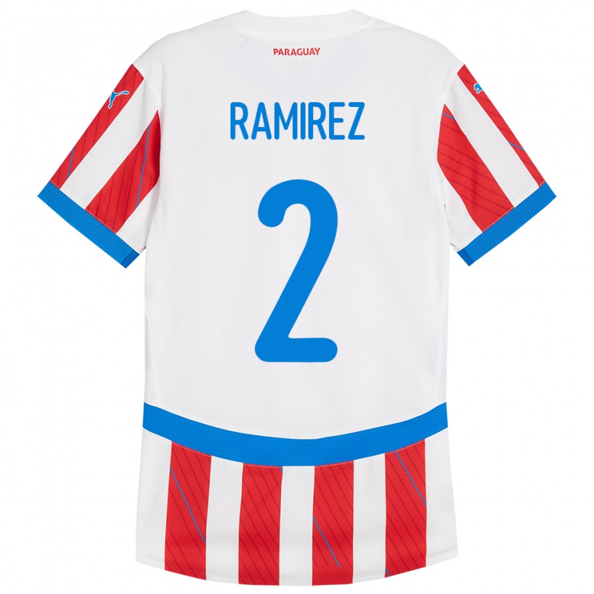 Pánské Paraguay Iván Ramírez #2 Bílá Červená Domů Hráčské Dresy 24-26 Dres