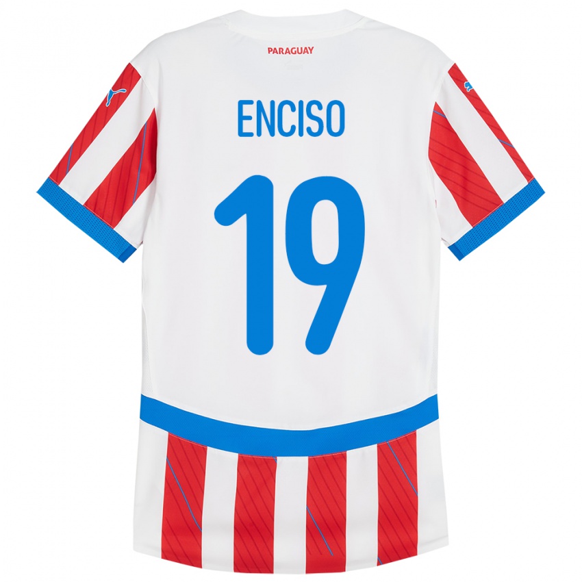 Pánské Paraguay Julio Enciso #19 Bílá Červená Domů Hráčské Dresy 24-26 Dres