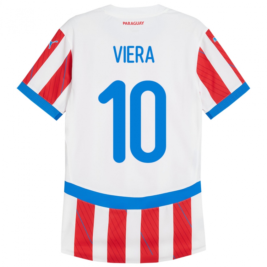 Pánské Paraguay Wílder Viera #10 Bílá Červená Domů Hráčské Dresy 24-26 Dres