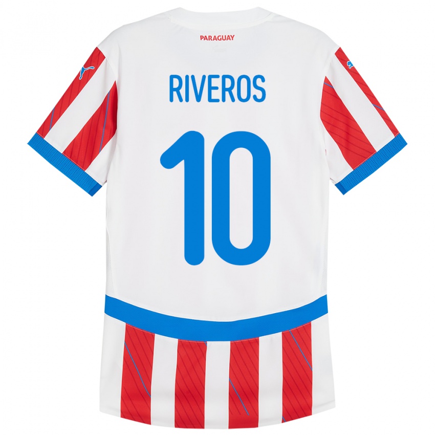 Pánské Paraguay Paulo Riveros #10 Bílá Červená Domů Hráčské Dresy 24-26 Dres