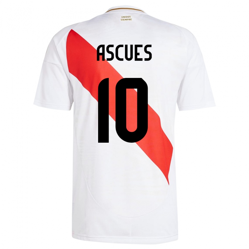 Pánské Peru Adrián Ascues #10 Bílý Domů Hráčské Dresy 24-26 Dres