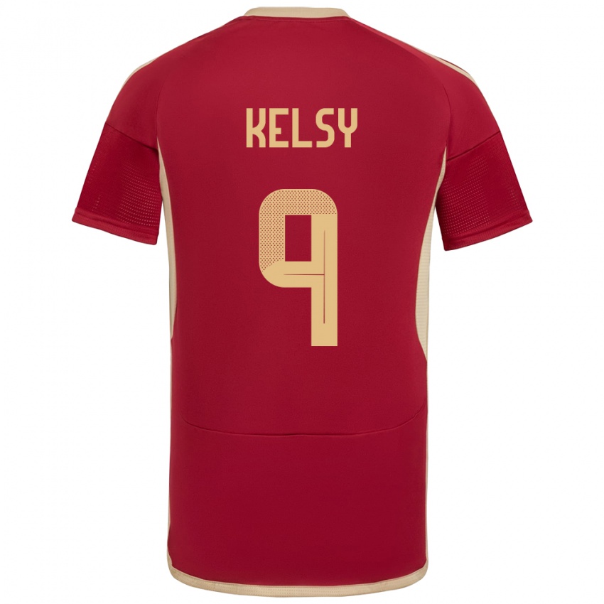 Pánské Venezuela Kevin Kelsy #9 Burgundské Domů Hráčské Dresy 24-26 Dres