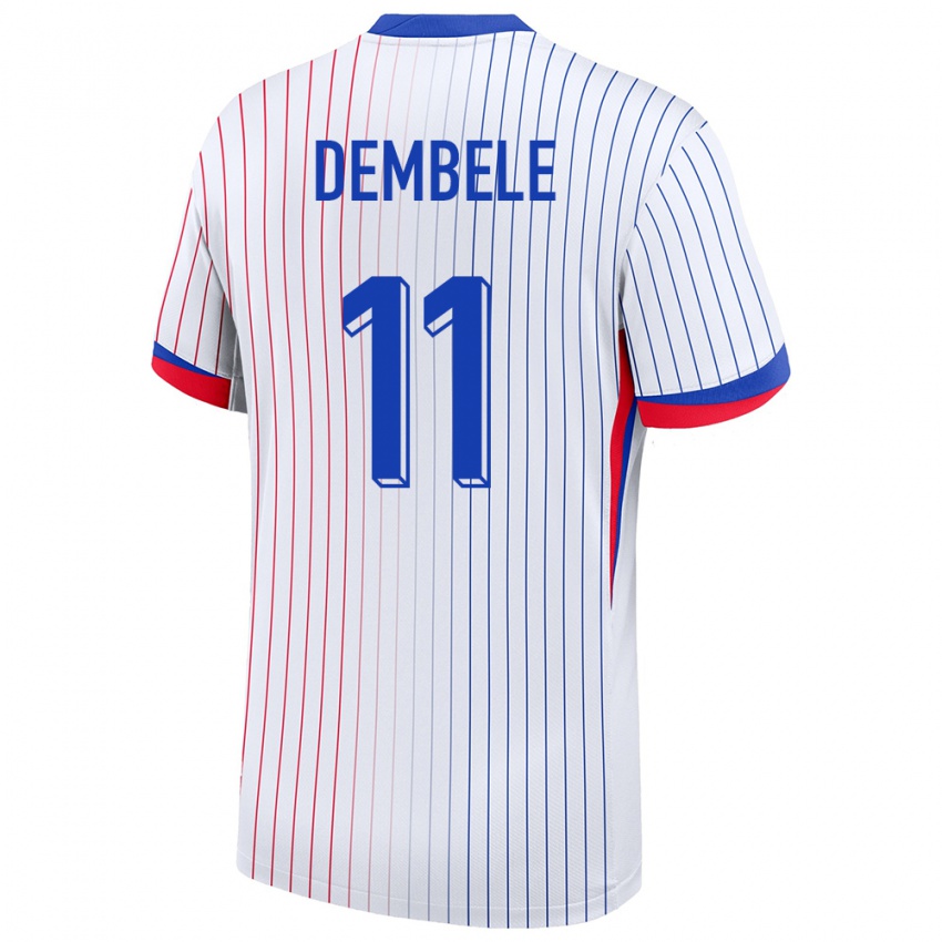 Pánské Francie Ousmane Dembele #11 Bílý Daleko Hráčské Dresy 24-26 Dres