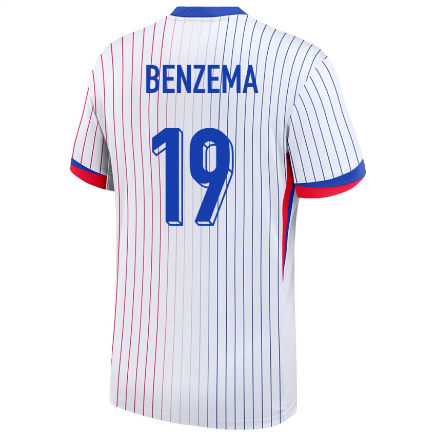 Pánské Francie Karim Benzema #19 Bílý Daleko Hráčské Dresy 24-26 Dres