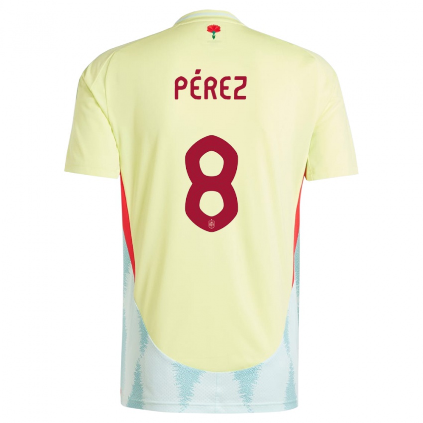 Pánské Španělsko Dani Perez #8 Žlutá Daleko Hráčské Dresy 24-26 Dres