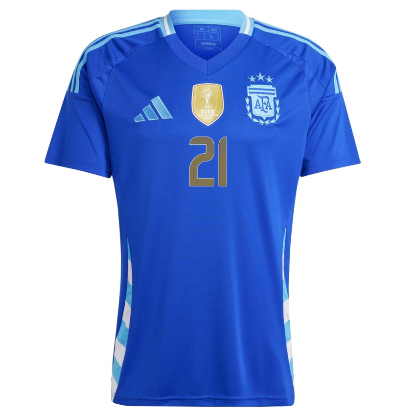 Pánské Argentina Paulo Dybala #21 Modrý Daleko Hráčské Dresy 24-26 Dres