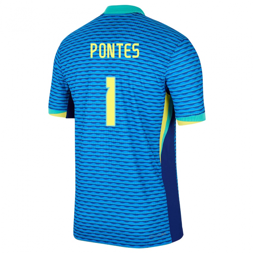 Pánské Brazílie Mycael Pontes #1 Modrý Daleko Hráčské Dresy 24-26 Dres