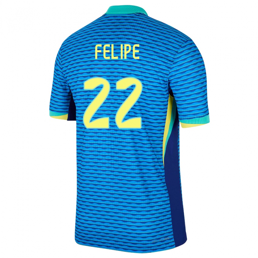 Pánské Brazílie Cayo Felipe #22 Modrý Daleko Hráčské Dresy 24-26 Dres