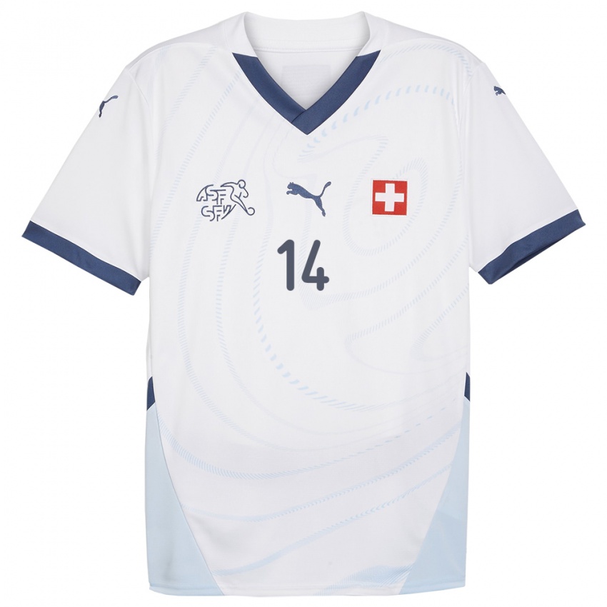 Pánské Švýcarsko Severin Ottiger #14 Bílý Daleko Hráčské Dresy 24-26 Dres