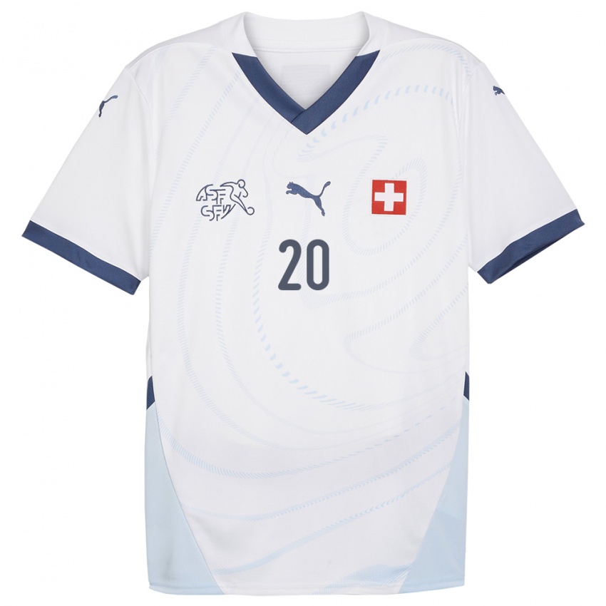 Pánské Švýcarsko Amin Hajoubi #20 Bílý Daleko Hráčské Dresy 24-26 Dres