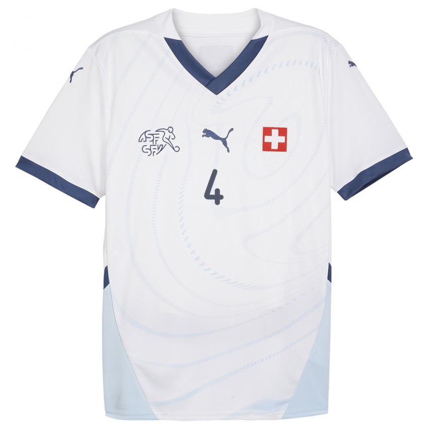 Pánské Švýcarsko Christian Marques #4 Bílý Daleko Hráčské Dresy 24-26 Dres