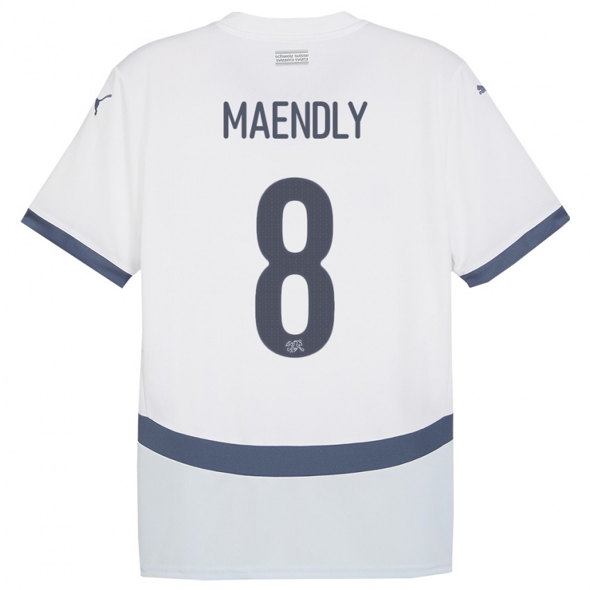 Pánské Švýcarsko Sandy Maendly #8 Bílý Daleko Hráčské Dresy 24-26 Dres