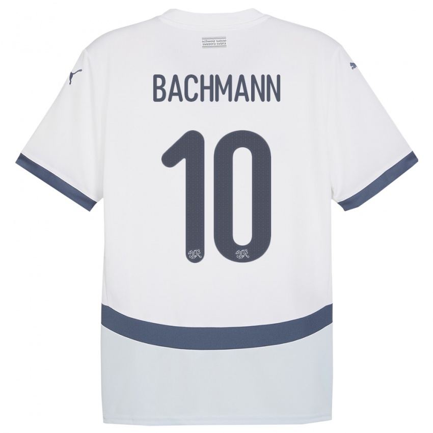 Pánské Švýcarsko Ramona Bachmann #10 Bílý Daleko Hráčské Dresy 24-26 Dres