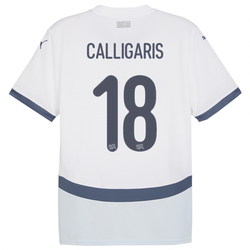 Pánské Švýcarsko Viola Calligaris #18 Bílý Daleko Hráčské Dresy 24-26 Dres