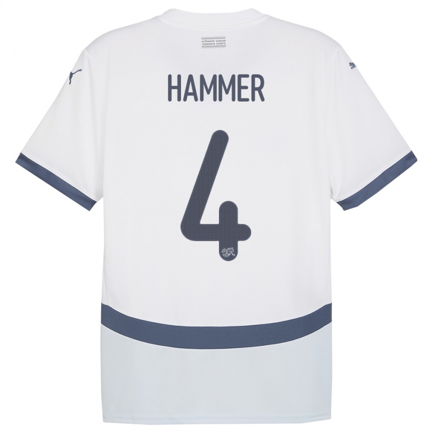 Pánské Švýcarsko Pascal Hammer #4 Bílý Daleko Hráčské Dresy 24-26 Dres