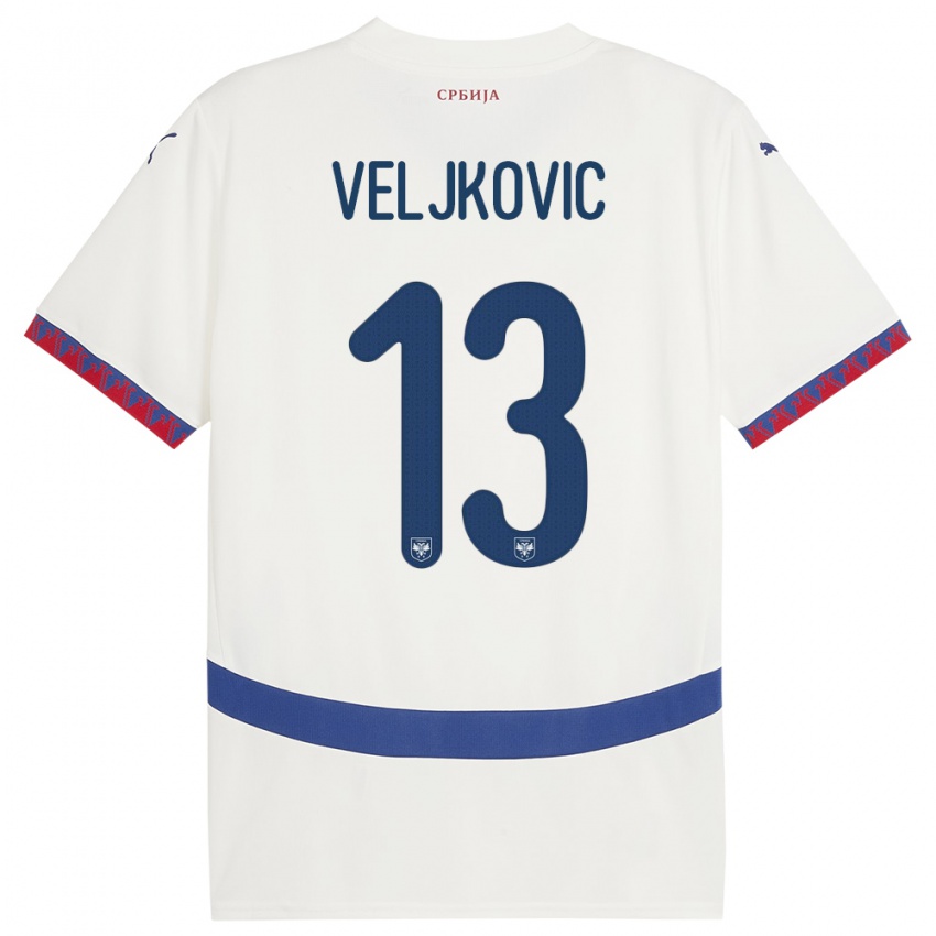 Pánské Srbsko Milos Veljkovic #13 Bílý Daleko Hráčské Dresy 24-26 Dres