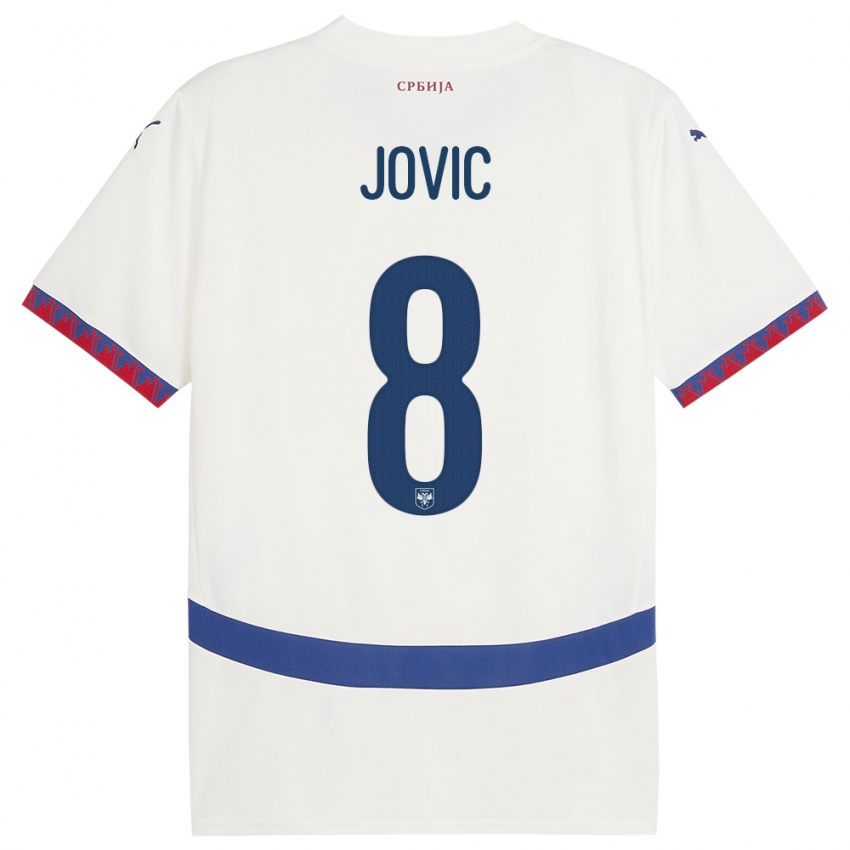 Pánské Srbsko Luka Jovic #8 Bílý Daleko Hráčské Dresy 24-26 Dres